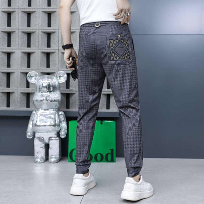Men's Ice Silk Drawstring Elastic Waist Casual Jogger Pants