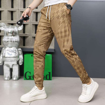 Men's Ice Silk Drawstring Elastic Waist Casual Jogger Pants