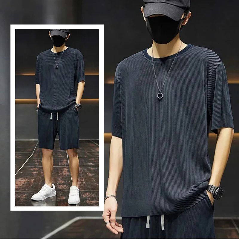 Men’s Quick-drying Ice Silk Short-sleeve Tee & Shorts 2-piece Set