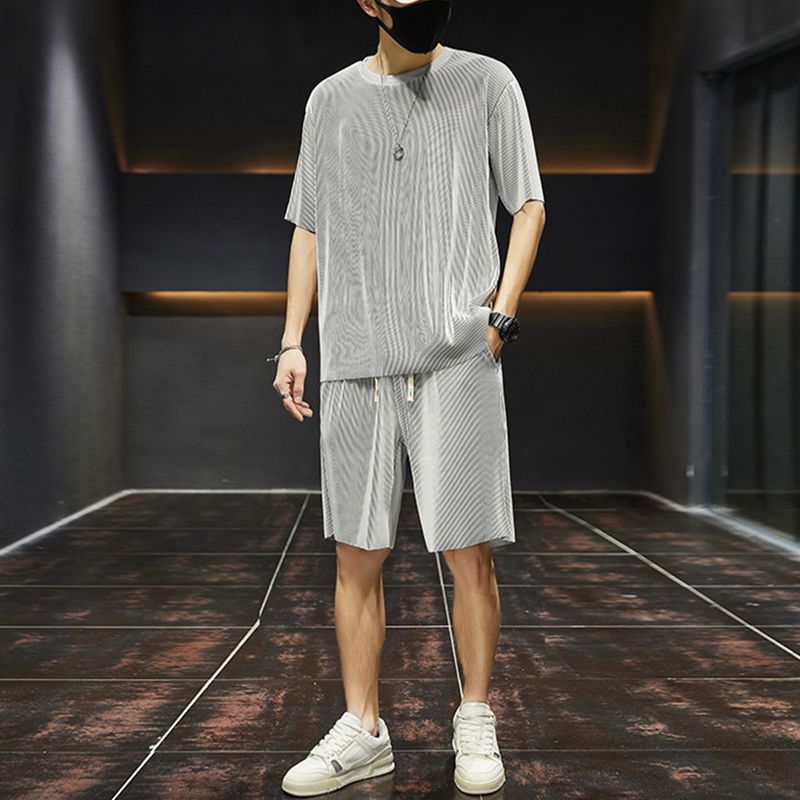 Men’s Quick-drying Ice Silk Short-sleeve Tee & Shorts 2-piece Set