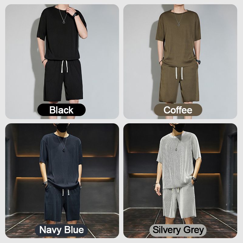Men’s Quick-drying Ice Silk Short-sleeve Tee & Shorts 2-piece Set