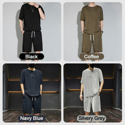 Men’s Quick-drying Ice Silk Short-sleeve Tee & Shorts 2-piece Set