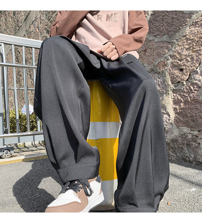 Loose Fit Wide Leg Vintage Elastic Waist Casual Pants
