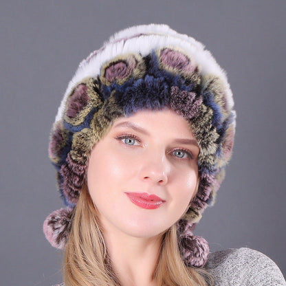 Pousbo® Women's Warm Rex Rabbit Fur Hat