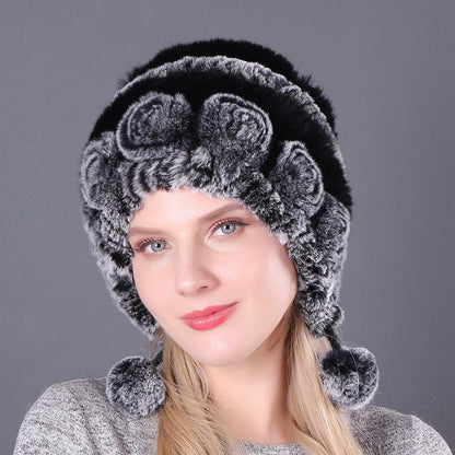 Pousbo® Women's Warm Rex Rabbit Fur Hat