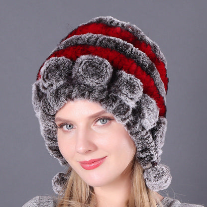 Pousbo® Women's Warm Rex Rabbit Fur Hat