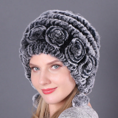 Pousbo® Women's Warm Rex Rabbit Fur Hat