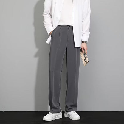 Spring Summer Ice Silk Straight Leg Pants