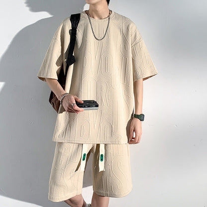 Coton pour hommes décontracté tenues courte 2 pièces costume