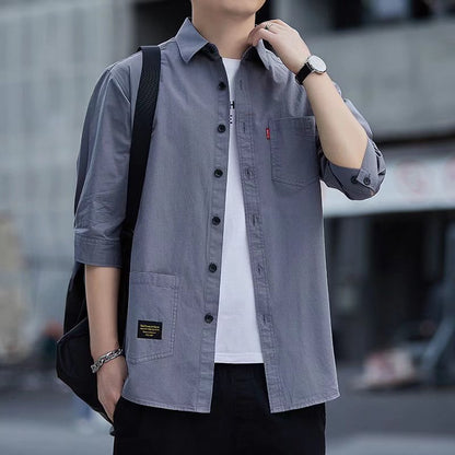 Men's Casual Cotton Medium Sleeve Shirt（50% OFF）