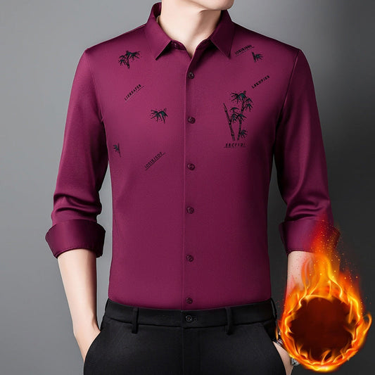 Men's Plush Lined Thickened Long Sleeve Shirt（50% OFF）