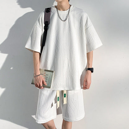 Coton pour hommes décontracté tenues courte 2 pièces costume