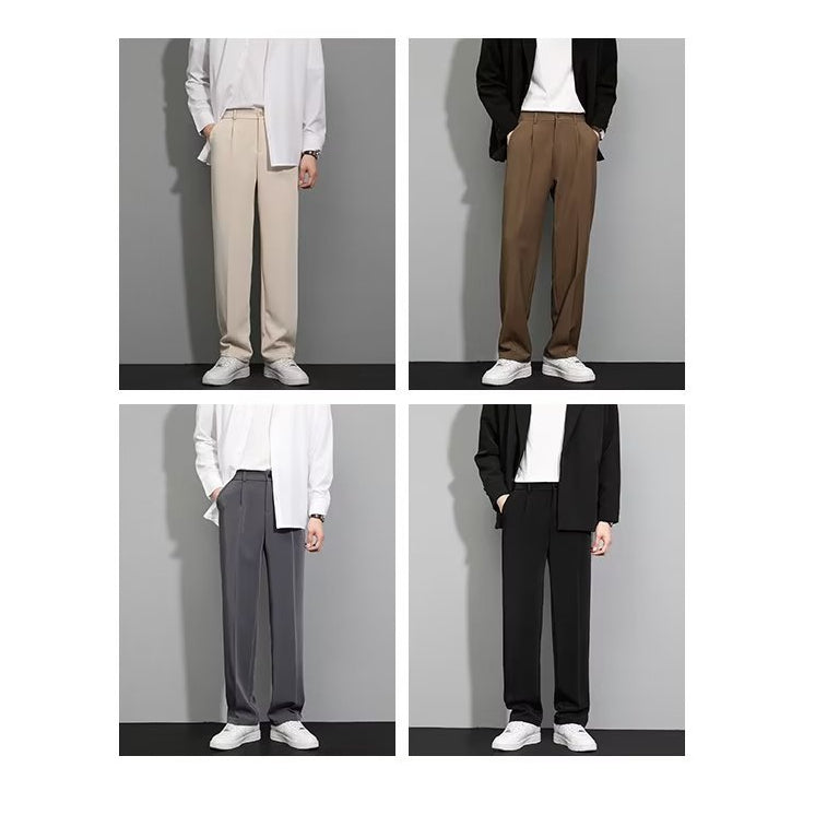 Spring Summer Ice Silk Straight Leg Pants