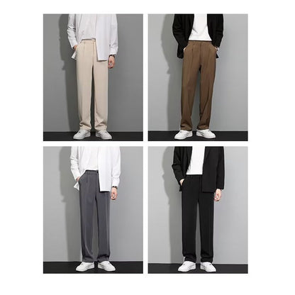 Spring Summer Ice Silk Straight Leg Pants