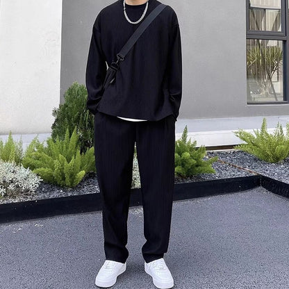 Ensemble 2 pièces à manches longues à la mode lâche pour hommes （50% de réduction）
