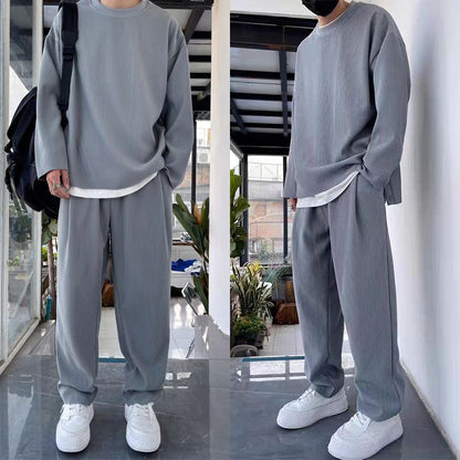 Ensemble 2 pièces à manches longues à la mode lâche pour hommes （50% de réduction）