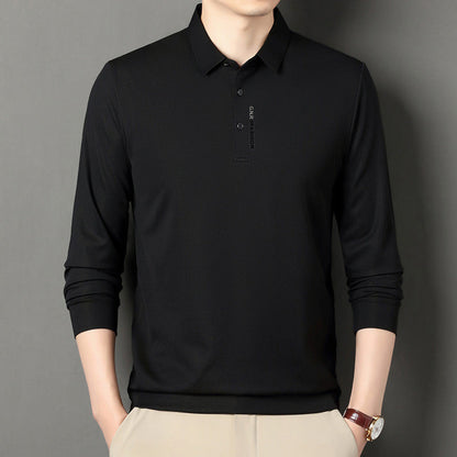 Men's Solid Long Sleeve T-Shirt with Lapel（50% OFF）