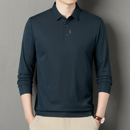 Men's Solid Long Sleeve T-Shirt with Lapel（50% OFF）