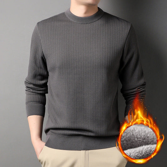 [Warm gift] Men’s Thick Plush Lined Knit Bottom Shirt