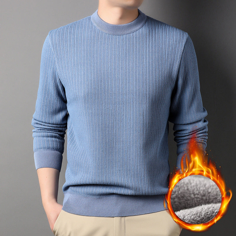 [Warm gift] Men’s Thick Plush Lined Knit Bottom Shirt