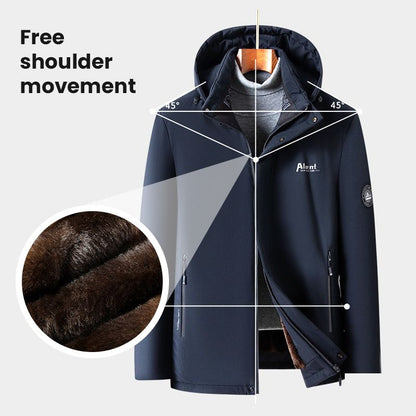 Veste de parka thermique rembourrée pour hommes avec capuche amovible