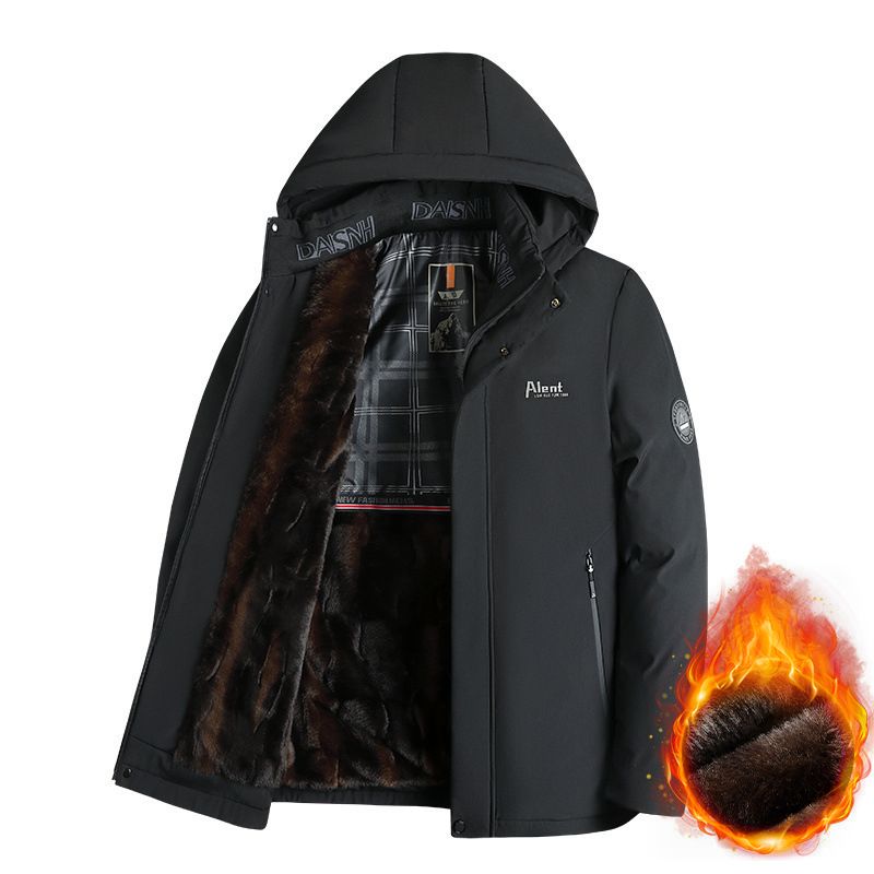 Veste de parka thermique rembourrée pour hommes avec capuche amovible
