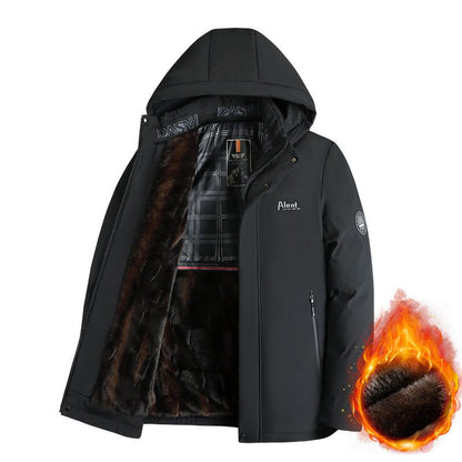 Veste de parka thermique rembourrée pour hommes avec capuche amovible
