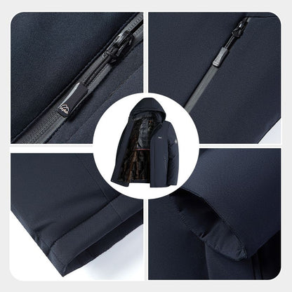 Veste de parka thermique rembourrée pour hommes avec capuche amovible