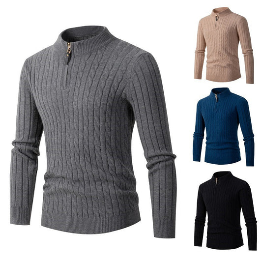 Men's Ribbed Half Zipper Closure Knit Shirt（50% OFF）