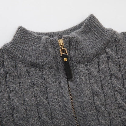 Men's Ribbed Half Zipper Closure Knit Shirt（50% OFF）