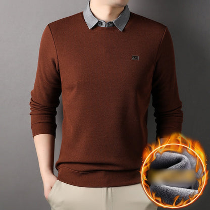 False Two-Piece Men's Warm Knit Sweater（50% OFF）