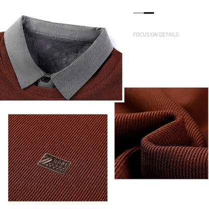False Two-Piece Men's Warm Knit Sweater（50% OFF）