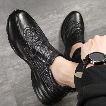 Chaussures en cuir synthétique de crocodile respirant décontracté pour hommes