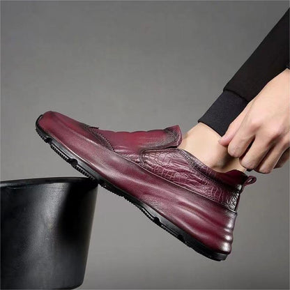 Chaussures en cuir synthétique de crocodile respirant décontracté pour hommes