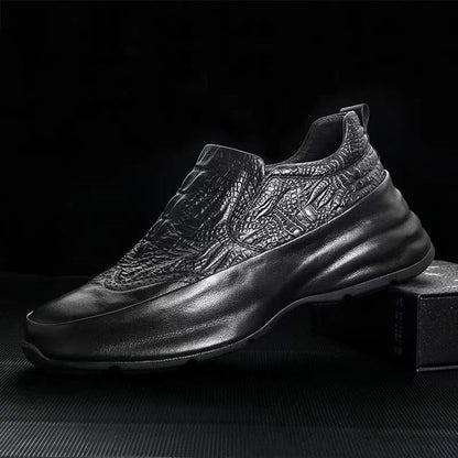 Chaussures en cuir synthétique de crocodile respirant décontracté pour hommes